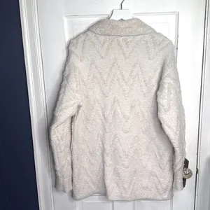 Anthropologie Flat White Knit Button-front Sweater Coat Jacket W1167 Sz M thumbnail 12