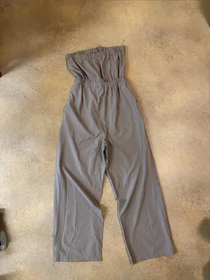 Derek Heart Strapless Wide-Leg Jumpsuit in Taupe thumbnail 2