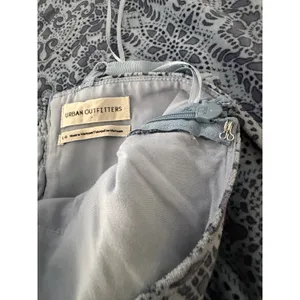 Urban Outfitters Blue Burnout Velvet Damask‎ Mini Dress Sweetheart Smocked Large thumbnail 4