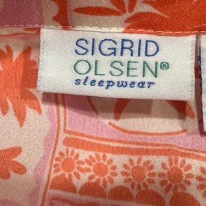 Sigrid‎ Olsen Sleepwear Pajamas Set Small Pink Orange Beach Shorts Collar Button thumbnail 7