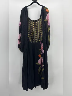 Farm Rio Floral Embroidered Long Sleeve Midi Dress thumbnail 4