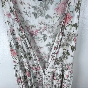 FRYE Floral Sleeveless Front Button Pleated Bodice Lined Maxi Dress Size Medium thumbnail 9