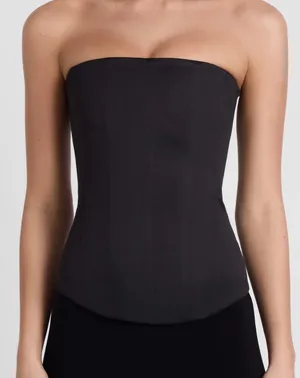 Leau Satin Corset Top Black thumbnail 1