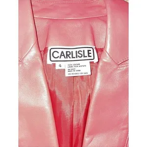 Vintage Carlisle Pink Leather‎ Women's Jacket Sz 4 thumbnail 2