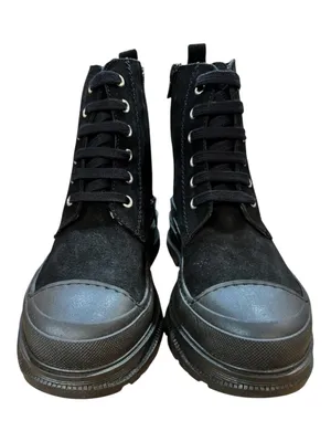 HEE Black Suede Lace-Up Combat Boots Leather Lug Sole Made in Spain NIB EU 37 thumbnail 3