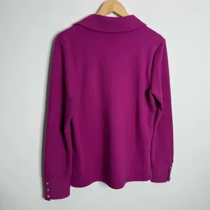 Talbots Ribbed Johnny Collar Sweatshirt Wild‎ Aster Medium Casual Minimalist thumbnail 7