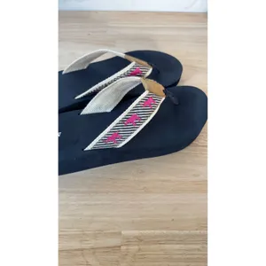 J.Crew Navy Pink Lobster Striped Platform Flip Flop Sandals Women thumbnail 5