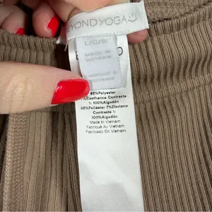 Beyond Yoga Tan Brown Ribbed High Rise Wide Leg‎ Pants thumbnail 4