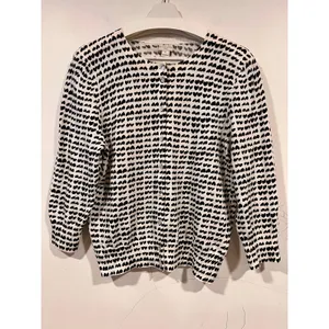 J.Crew Women’s Cotton Black and White Hearts Cardigan XL thumbnail 4