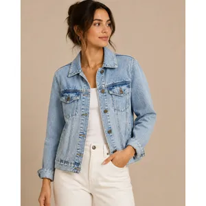 Gap Womens Denim Jacket Large Light Blue Classic Trucker Acid Wash Pockets thumbnail 2