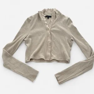 the range nyc collared ribbed knit cream tan long sleeve Medium thumbnail 3