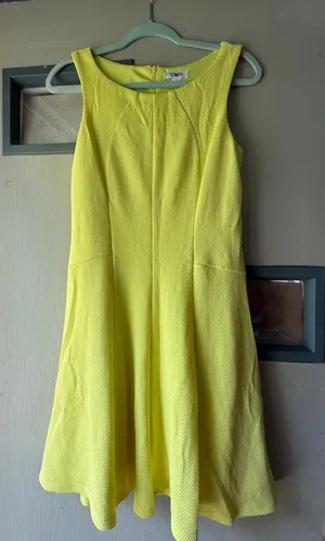 Cato Bright Yellow Textured Fit-and-Flare Dress thumbnail 1