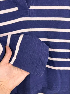 Madewell Rugby Polo Tee Navy White Stripe Oversized Coastal Preppy Size S thumbnail 5