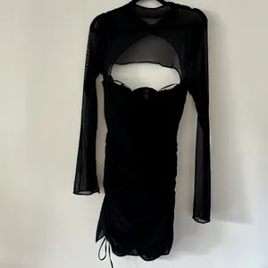House of CB Cecilia Black Mesh Cut Out Mini Dress NWT Size M thumbnail 2