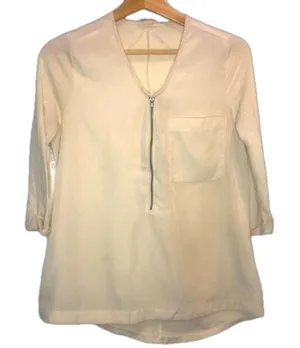 Vintage Converse Cream Half Zip Top Medium Y2K 90s Minimalist Casual Streetwear thumbnail 1
