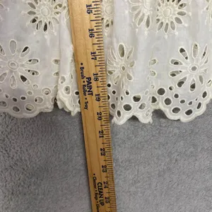Madewell‎ Top Womens 2XS Embroidered Shirred Puff Sleeve Eyelet Cream NV195 thumbnail 8
