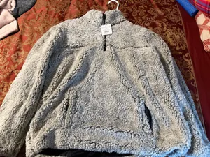fuzzy quarter zip sherpa Gray Size L thumbnail 1