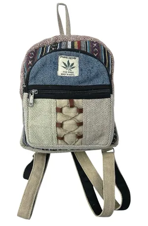 Women's Multicolor Handmade Pure Himalayan Hemp Hippie School Travel Backpack thumbnail 1
