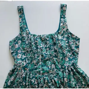 Band of‎ the Free Anthropologie Teal Floral Smocked Mini Dress Boho L thumbnail 7