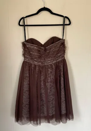 strapless formal dress brown lace women’s size 12 prom dance Y2K thumbnail 5