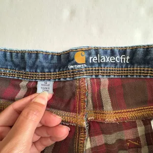 Women's Carhartt Jeans Relaxed Fit Blue Denim Size 12 flannel lined thumbnail 9