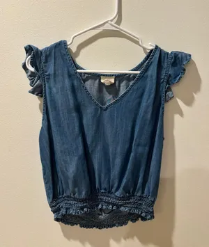 Harper Heritage Boutique Denim Ruffle Top thumbnail 1