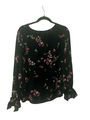 CeCe Long Sleeve V-Neck Tie-Sleeve Floral-Print Blouse thumbnail 2