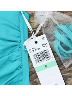 NWT Anne Cole Standard Twist Front Shirred One Piece Swimsuit Teal Blue Green 8 thumbnail 7