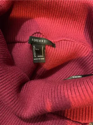 Forever 21 Off-the-Shoulder Fold-Over Ribbed Sweater - Red thumbnail 4