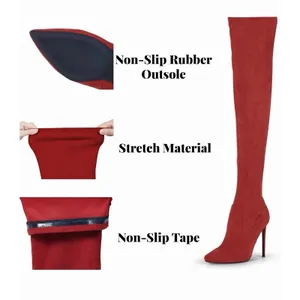 Elisabet Tang Thigh High Boots Over the Knee Boots Red Women’s 7 thumbnail 5