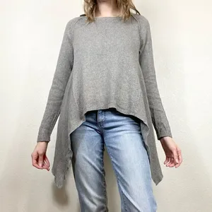 Anthropologie Moth Grey Handkerchief Hem Plaid Back Sweater thumbnail 7