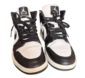 Nike Air Jordan 1 Mid White/Black Panda Black White DV0991-101 Size US 9.5 Women thumbnail 2