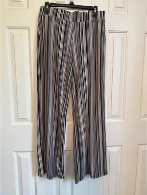 Alfani Black and White Striped Wide Leg Pants thumbnail 2
