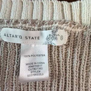 Altar'd State Women Small V-Neck Ribbed Cropped Sweater Tan Cream S0376K935JI thumbnail 3