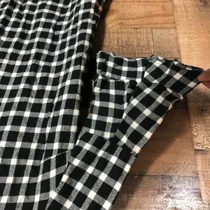 Beachlunchlounge Gingham Ruffle Bell Sleeve Cotton‎ Dress Black White XS TP thumbnail 4