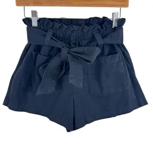 LC Lauren Conrad Black Cotton Blend High Rise‎ Belted Paperbag Shorts Size XS thumbnail 1