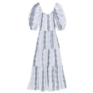 ✨ZARA Bloggers Favorite Printed & Embroidered blue white maxi Sz Medium dress✨ thumbnail 6