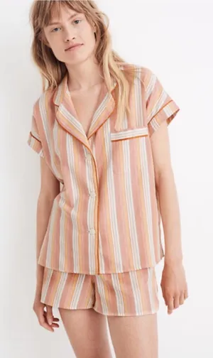 Madewell Rainbow‎ Stripe 2 Piece Pajama Set Women's XL Cozy Lounge thumbnail 1