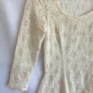 Free People Ivory Lace Tunic Top Medium Floral Sheer Long Sleeve Boho Festival thumbnail 5