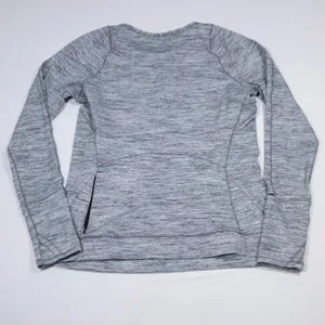 Lululemon Cypress Kiss Long Sleeve Top Women Size 12 Grey Space Dye Thumbholes thumbnail 2