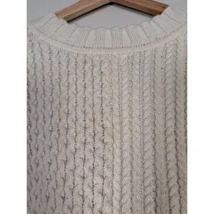 Altar'd‎ State Womens Cream Cable Knit V-Neck Sweater Vest High-Low Oversized M thumbnail 4