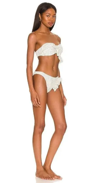 CHIO Ruffle Bikini Top in Silver Medium New Bandeau Strapless Tube thumbnail 4