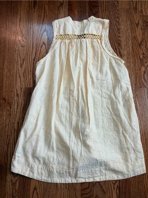 Free People Off Poplin Dress Saffron Combo Linen Blend Lace Up Mini Dress M thumbnail 6