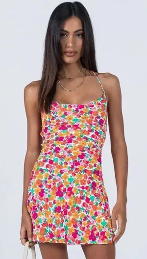 Princess Polly Celena Mini Dress Rainbow Floral thumbnail 1
