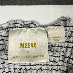 Maeve Anthropologie Smocked‎ Gingham Crop Top Women’s Small White Off Shoulder thumbnail 7