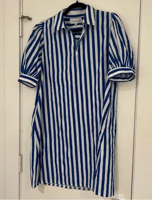 Navy Bleu Royal Stripe Puff Sleeve Shirt Dress thumbnail 6