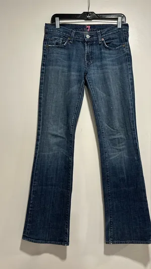 VTG Y2K 7 For All Mankind Sz: 28 Flare Jeans Indigo Low Rise Stretch USA. thumbnail 1