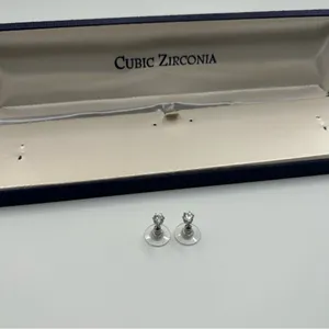 Silver CZ Earrings Stainless Steel Round Push Back Ear Stud for Men Women 4mm thumbnail 4