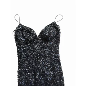 $498 Sherri Hill Black Sequin Mermaid Formal Gown Dress 4 Sweetheart Prom Hoco thumbnail 4