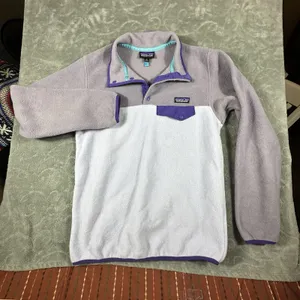 Patagonia Synchilla Sweater Pullover Womens M Purple Fleece Snap Mock Neck thumbnail 1